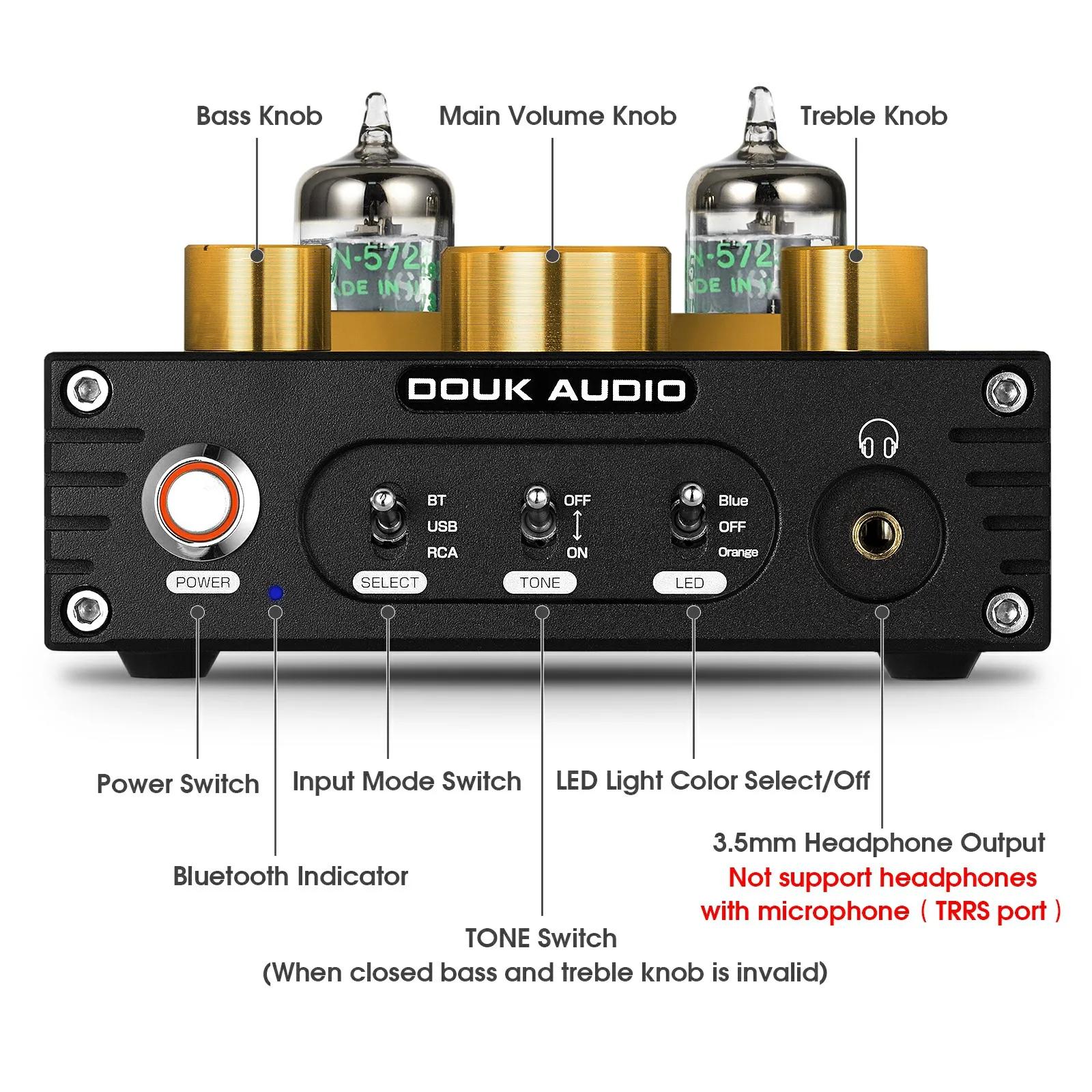 Douk Audio P1 HiFi JAN5725 préampli à Tube sous vide Bluetooth 5.0 récepteur Audio USB DAC amplifica