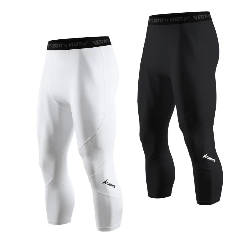 Collants de Compression doux 3/4 pour hommes, vêtements de Sport, Leggings d'entraînement à séchage