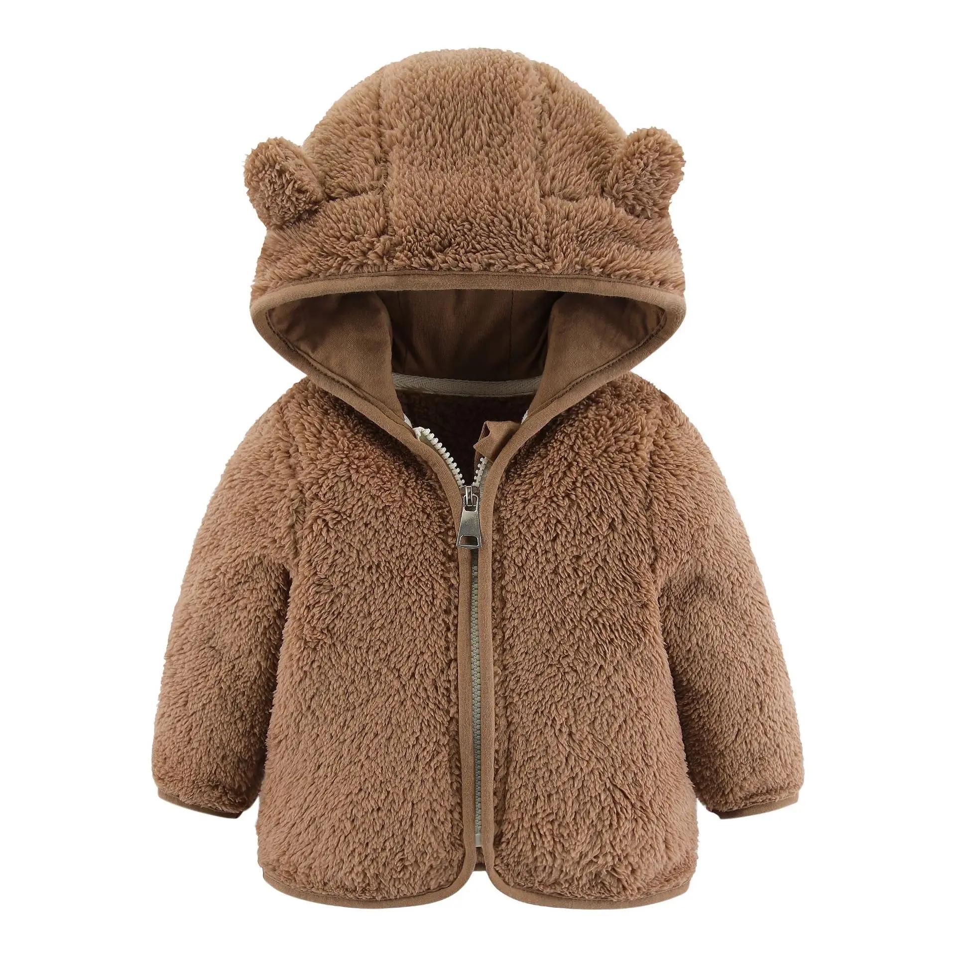 Manteau polaire pour enfants de 0 à 3 ans, veste chaude à manches longues avec oreilles d'ours, vête