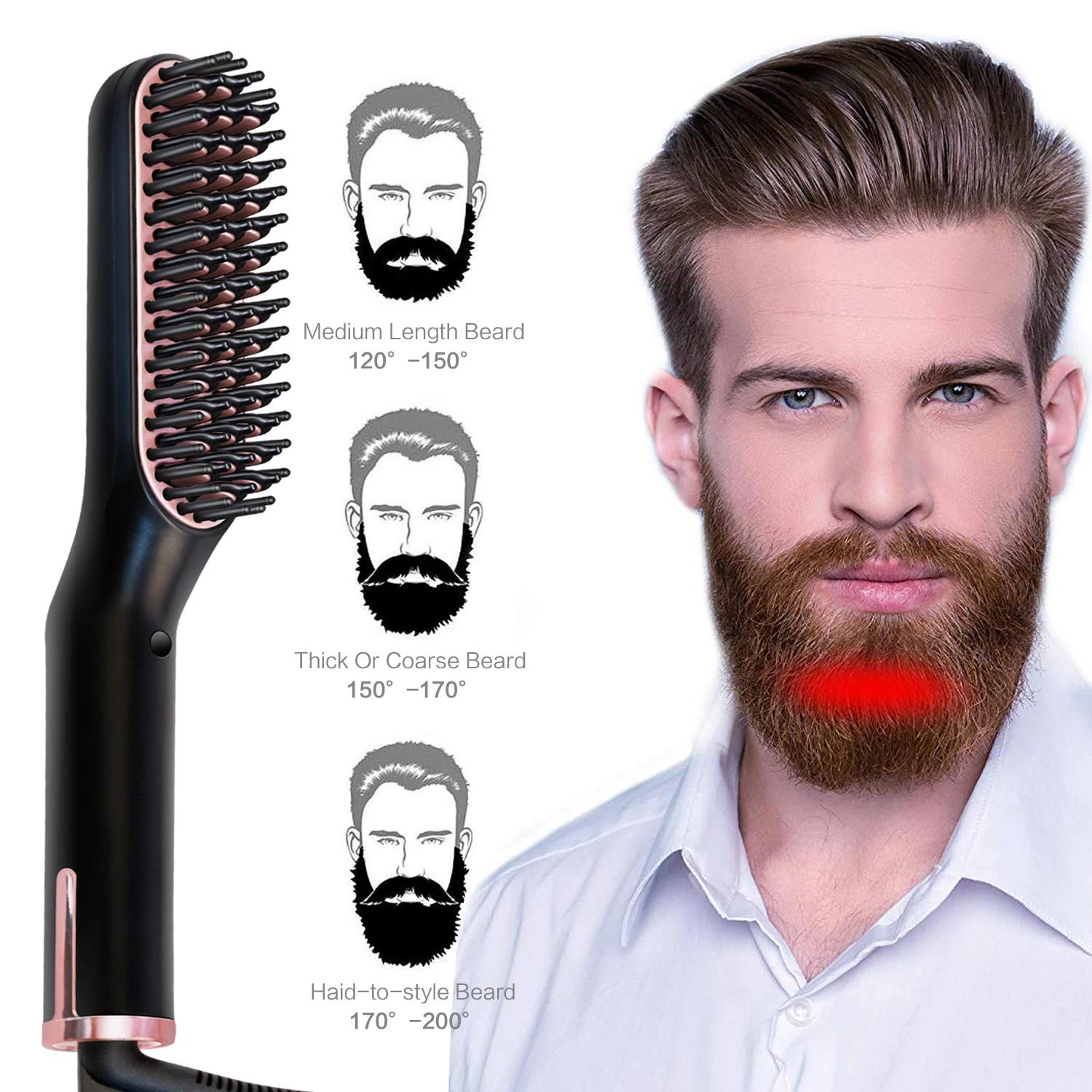 Peigne chauffant pour hommes, lisseur électrique à ions négatifs, brosse à lisser les cheveux, utili