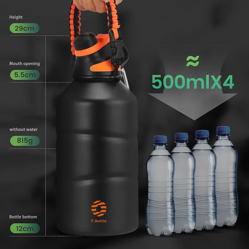 FEIJIAN Thermos bouteille 1,9L grande capacité en acier inoxydable bouteille d'eau thermique flacon