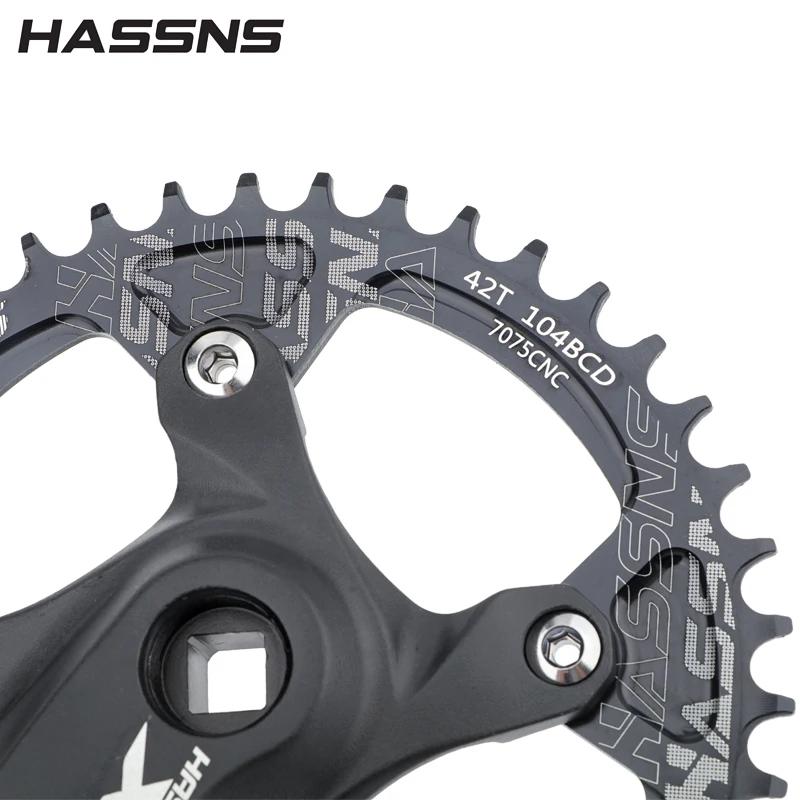 HASSNS XT Manivelle de vélo VTT à axe carré 104 BCD, bielles de vélo de montagne 170MM 32/34/36/38/4
