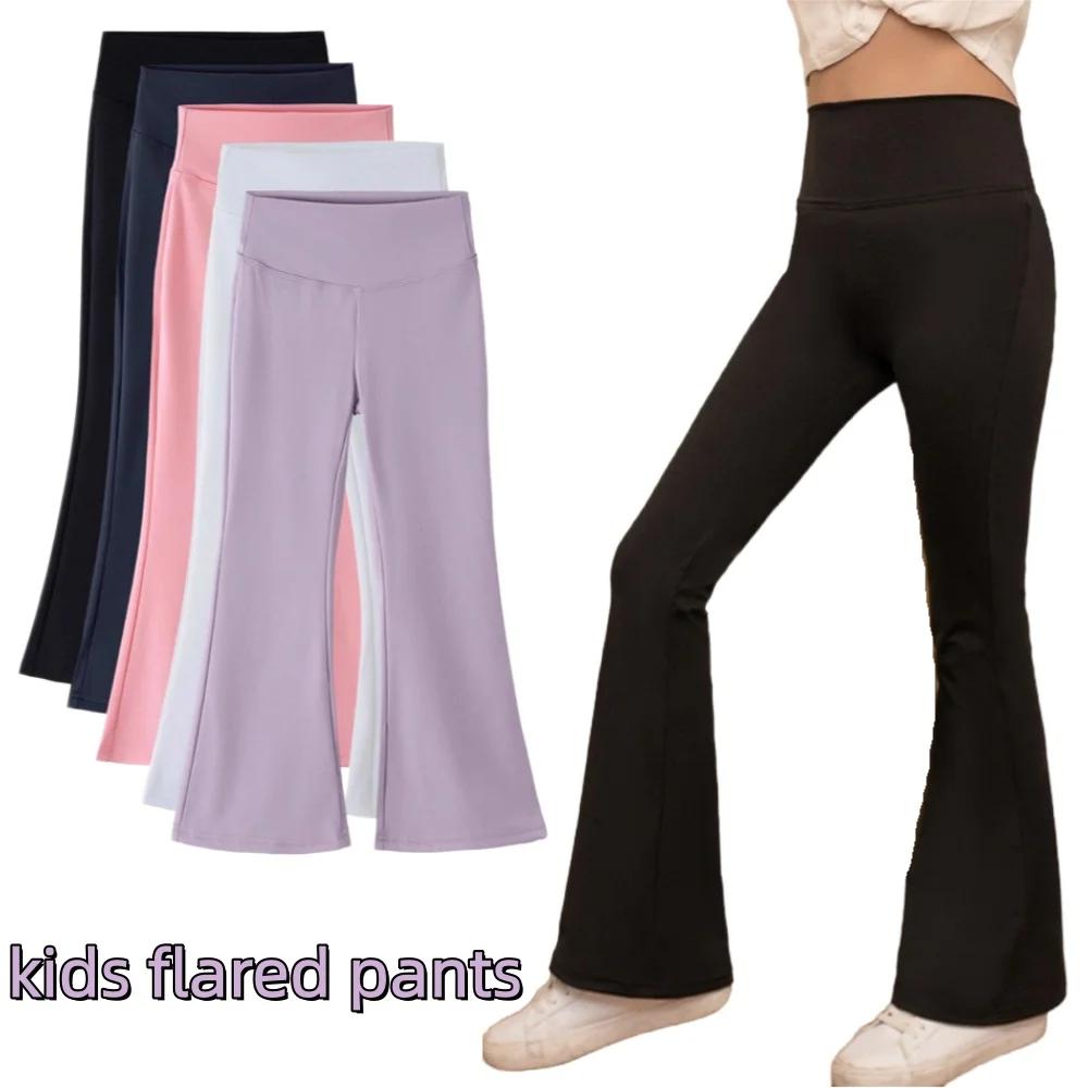 Pantalons évasés taille haute pour filles, leggings extensibles pour enfants, pantalons confortables