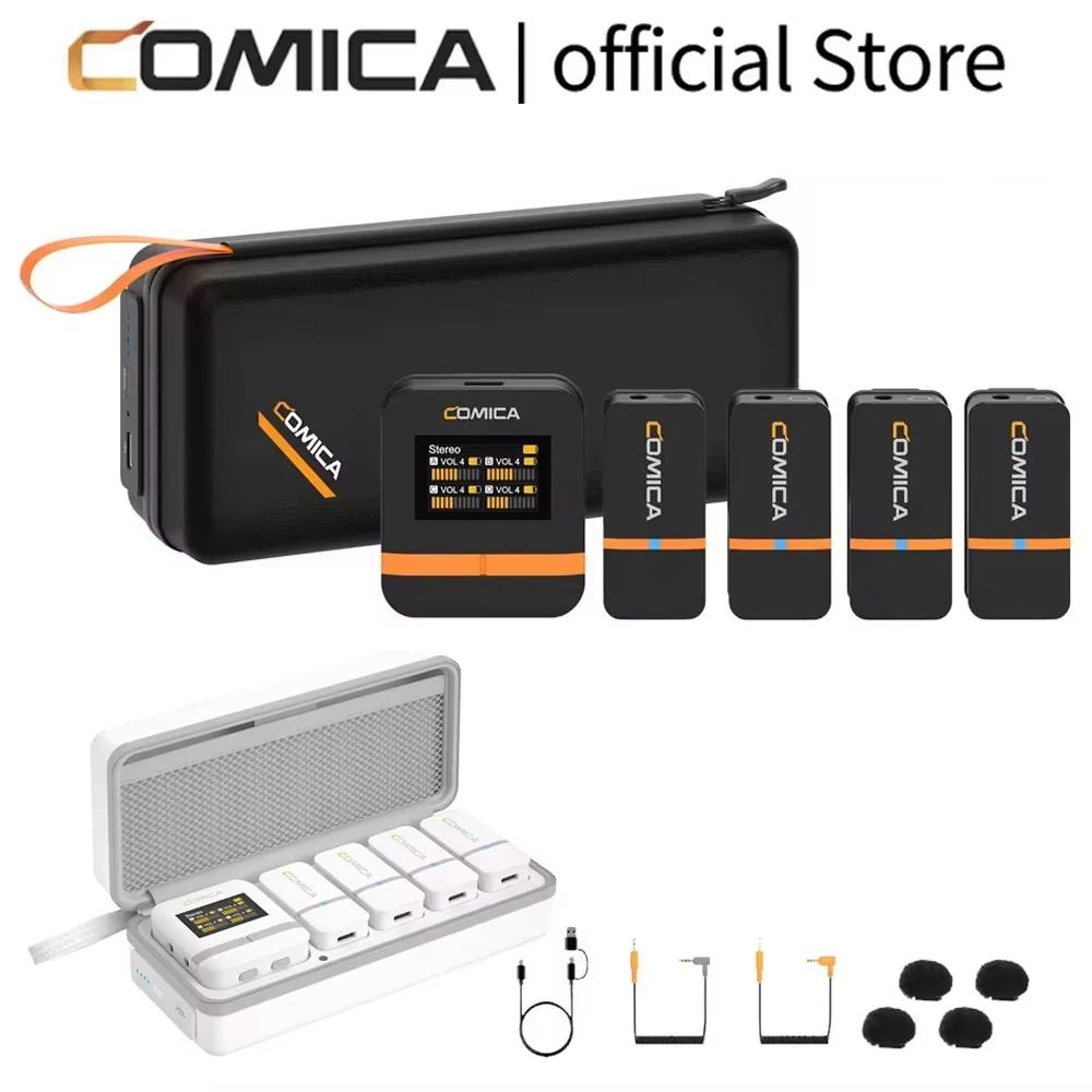 COMICA Vimo Q Microphone sans fil miniature à quatre canaux, microphone cravate sans fil avec étui d