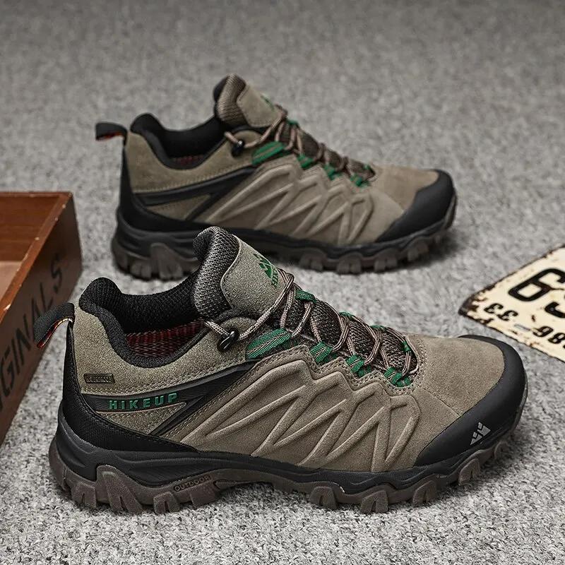 HIKEUP-Chaussures de Randonnée en Cuir Durables pour Homme, Baskets de dehors en Plein Air, de Trekk