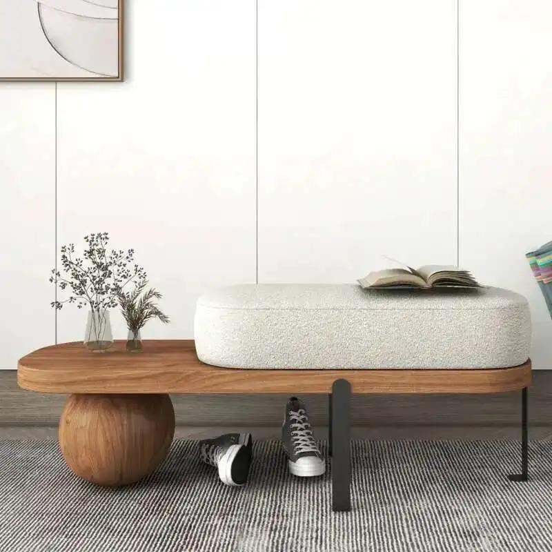 Tabouret à chaussures nordique en bois massif, créatif, en laine, pour porte de canapé, sens senior,