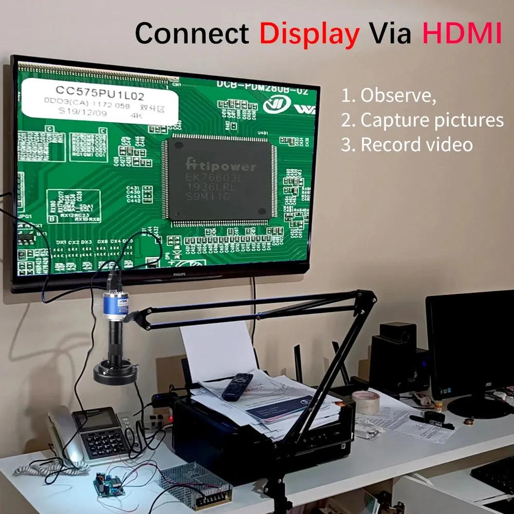 Microscope à souder avec objectif Zoom 1-150X HD 4K 48MP 1080P, caméra industrielle Type C HDMI, Mic