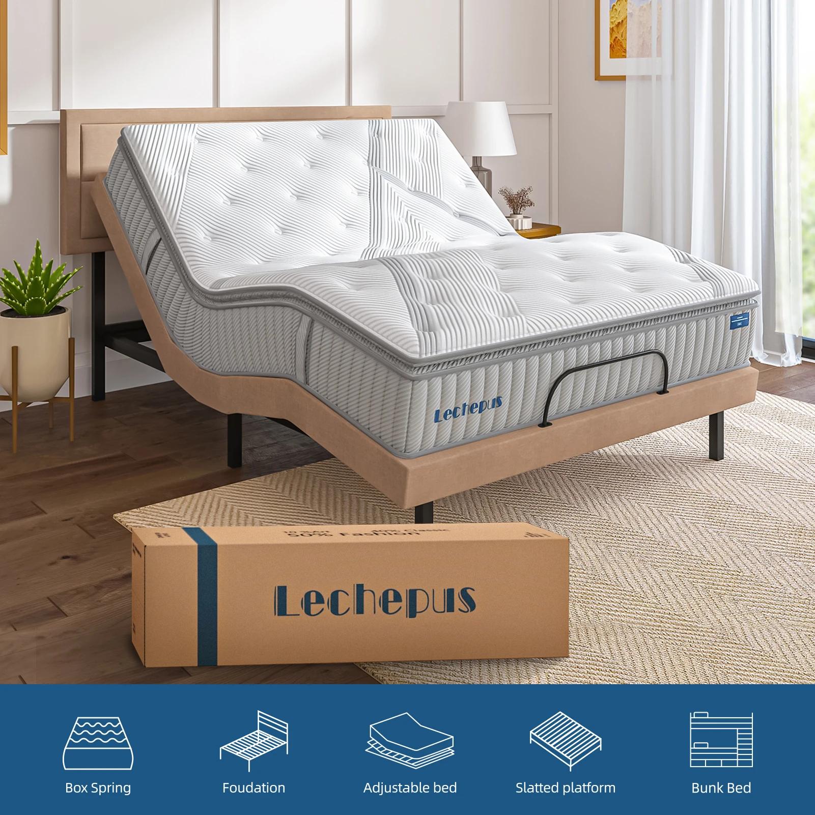 Matelas hybride en mousse à mémoire de forme avec poche, matelas Queen Size, Lechepus, moyen optimis