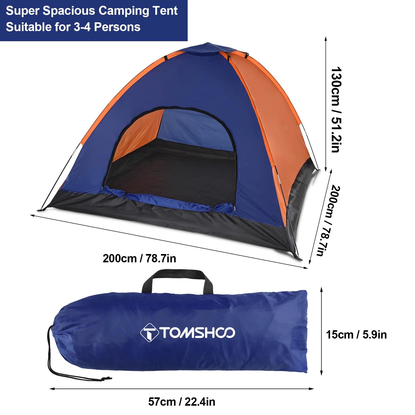 TOMSHOO – tente de Camping légère pour 3 à 4 personnes, tente de randonnée en plein air avec mouche