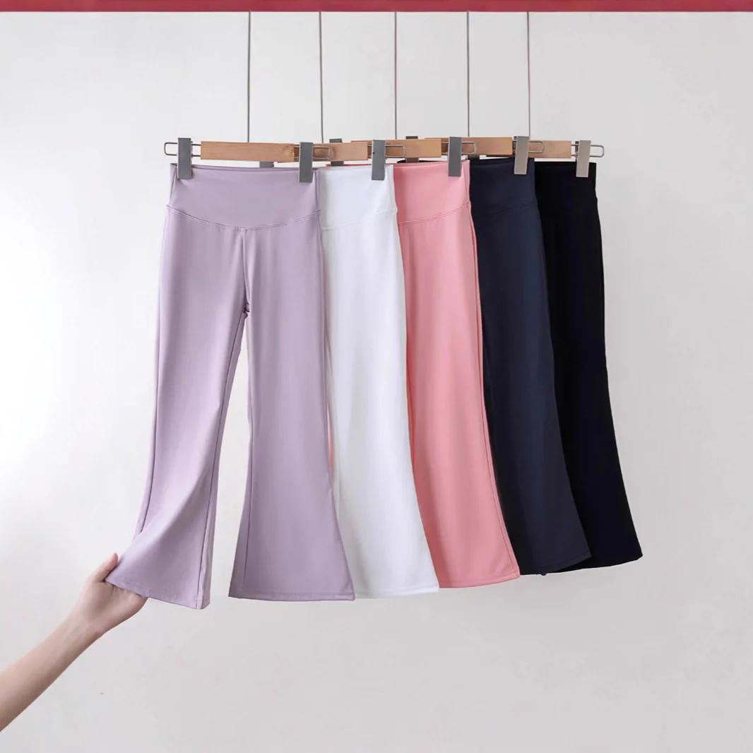Pantalons évasés taille haute pour filles, leggings extensibles pour enfants, pantalons confortables