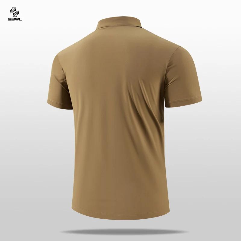 SBWL-Polo à fermeture éclair pour hommes, T-shirt à séchage rapide, Col rabattu, Manches courtes, St