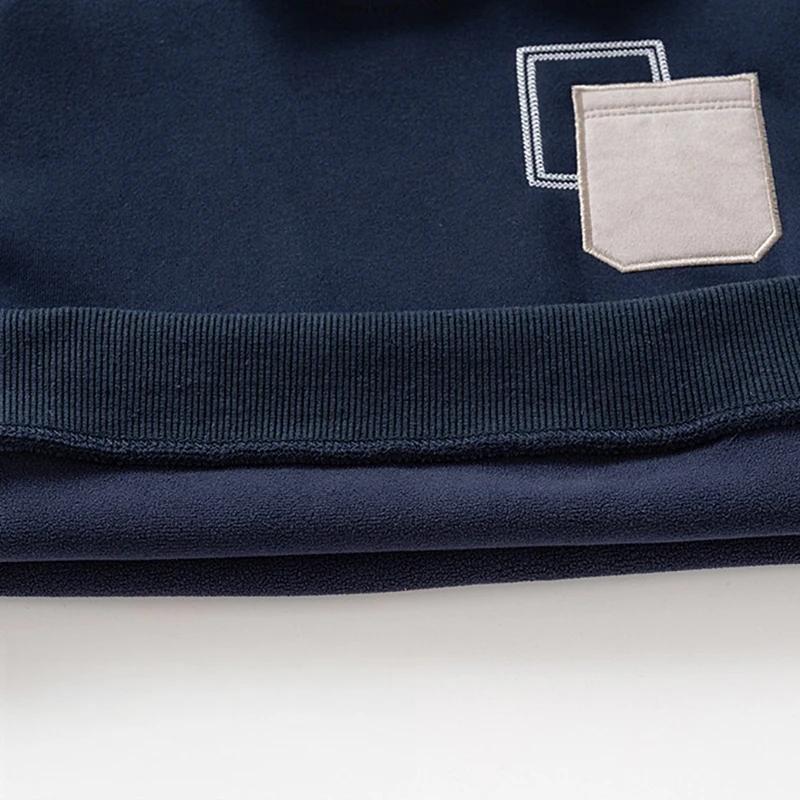 Sweat-shirt pour enfants printemps, pull en molleton à col en jean pour garçons avec poche plaquée,