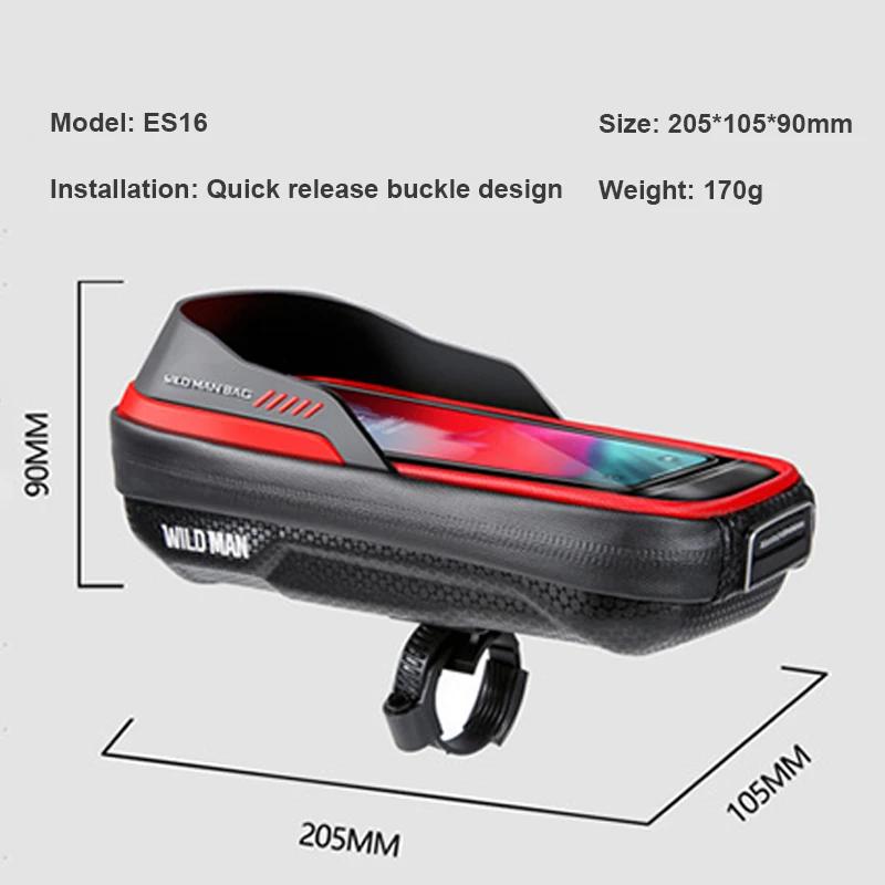 WILD MAN ES16 EVA sac de vélo coque rigide guidon téléphone portable support pour écran tactile boît