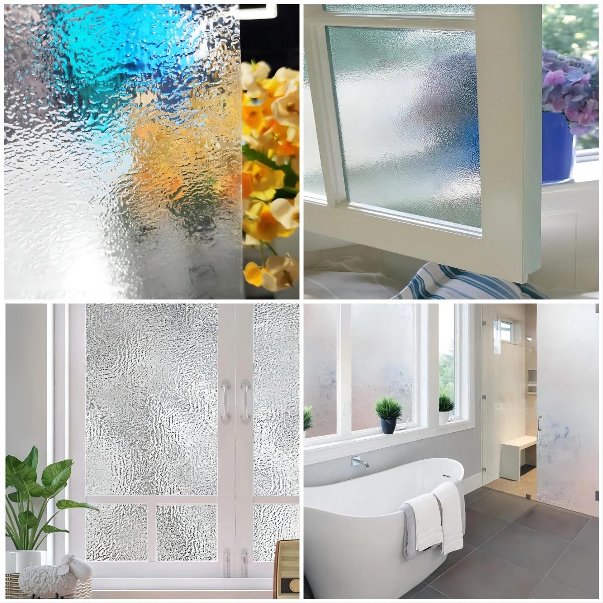 Film de fenêtre en verre, Film de confidentialité pour fenêtre givrée, vinyle décoratif 3D, décalcom