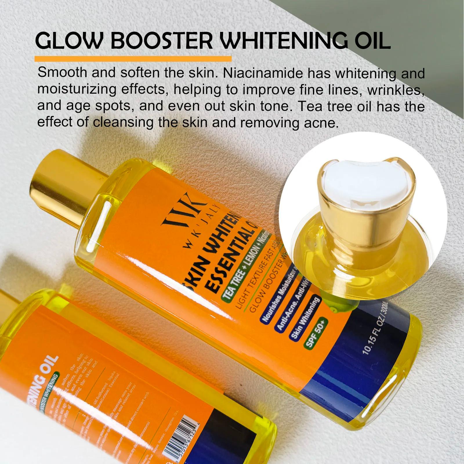 WK JALY Huile corporelle éclaircissante Niacinamide pour toute la peau, avec arbre à thé, citron, él