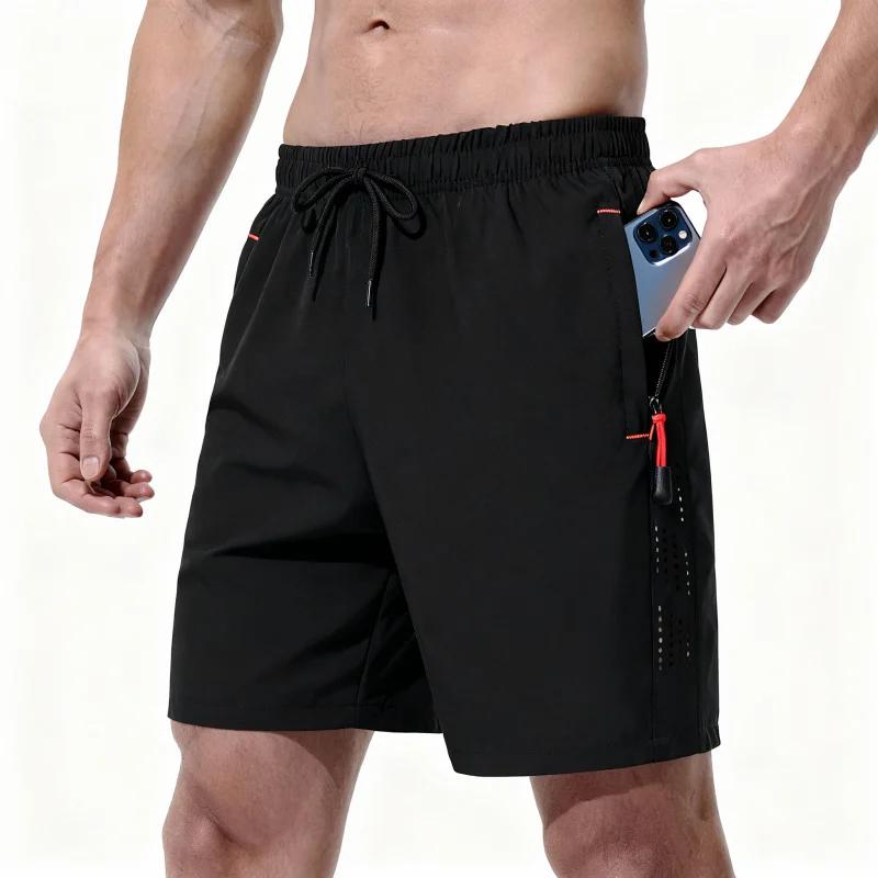 Shorts de sport légers et respirants, tissu extensible quadridirectionnel, séchage rapide, poches zi