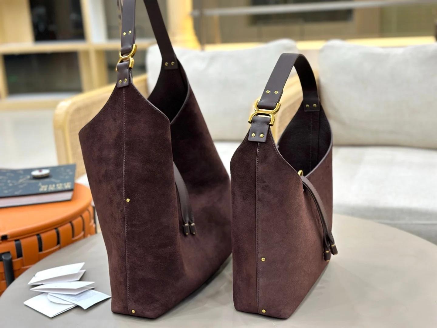 Sac Hobo en Daim 2026 Nouveau Sac à Bandoulière Grande Capacité en Cuir Véritable Souple pour Femme,