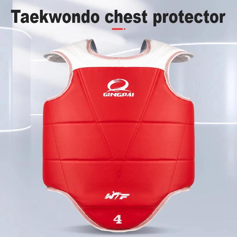 Protège-poitrine traditionnel Taekwondo enfants hommes femmes rouge bleu karaté approuvé WTF TKD