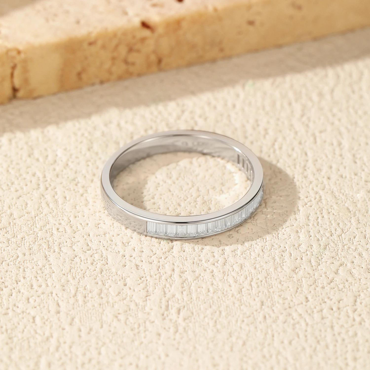MODIAN – bagues empilables rectangulaires en Moissanite, couleur D éblouissante, en argent Sterling
