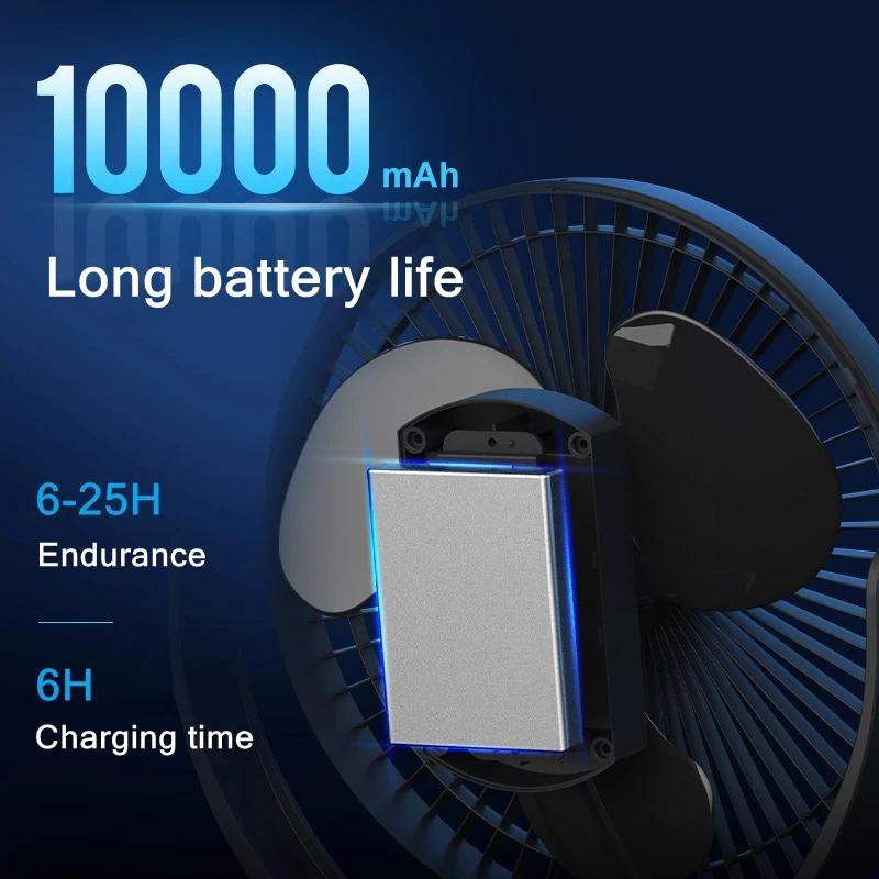 USB charge maison chambre Table ventilateur électrique sans fil 10000mAh batterie voyage en plein ai