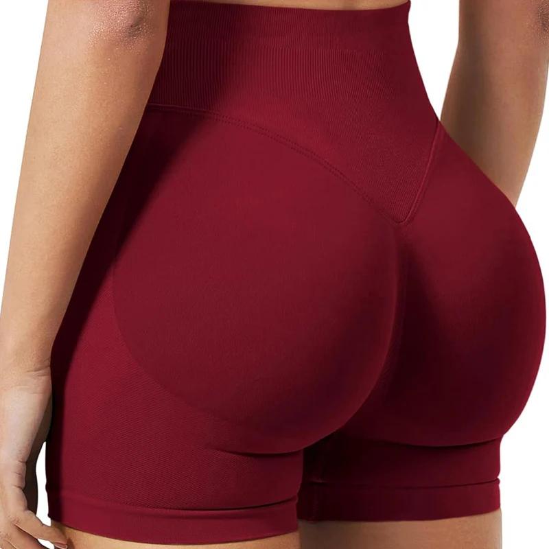 Short de sport sans couture, 4,5 pouces, taille basse côtelée, froissé, fesses, Yoga, butin, haute é