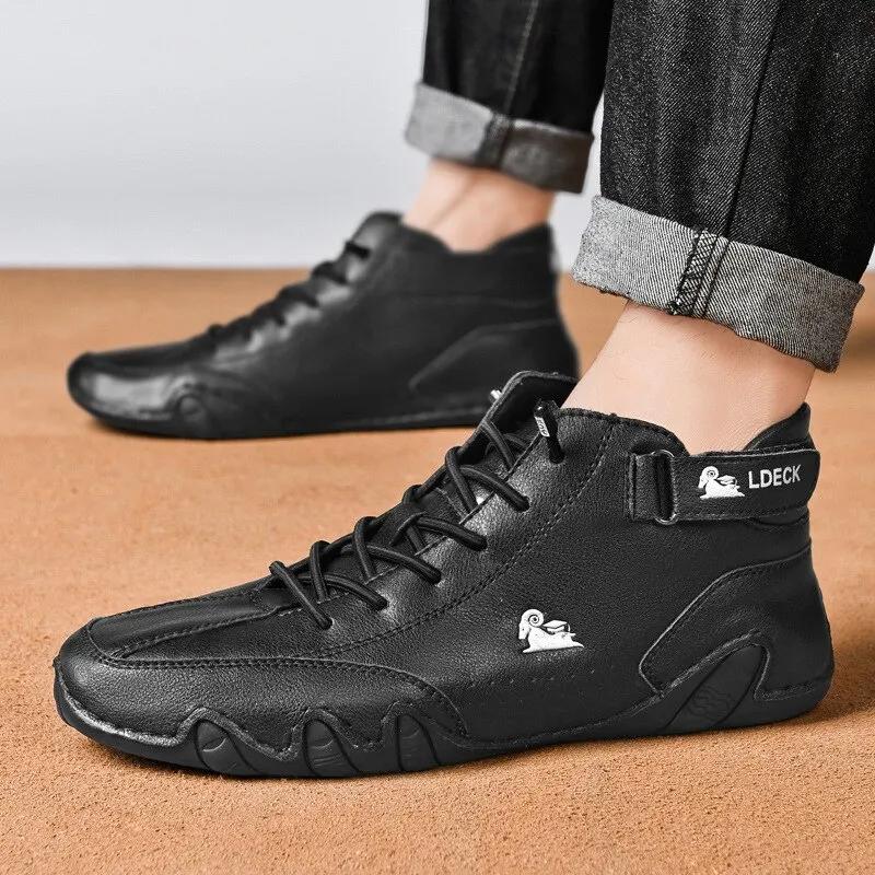 Hommes chaussures décontractées en cuir chaussures de sport de marche antidérapantes chaussures fait