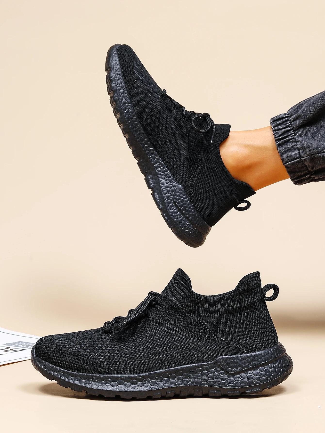 Chaussures course homme maille tissée - Baskets respirantes élastiques été avec chaussettes