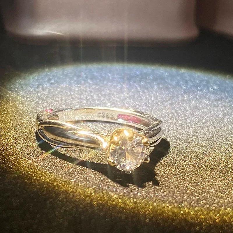 Bague en or pur 18 carats pour femmes, bagues Moissanite avec pierres précieuses naturelles, bijoux