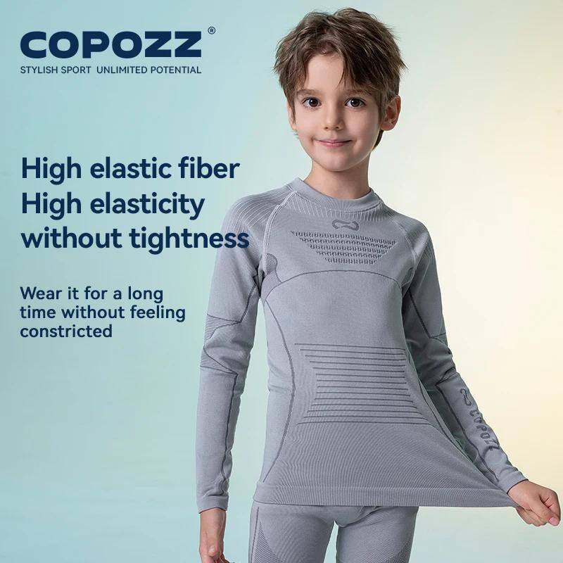 COPOZZ-Ensemble de sous-vêtements thermiques chauds et respirants pour garçon et fille, caleçons de
