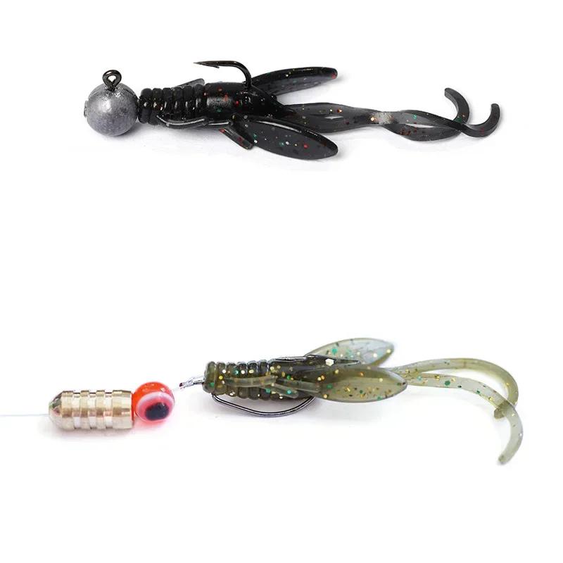 10 pièces Jig Wobblers Silicone souple appât ver homard leurres de pêche 45mm crevette coulant pivot
