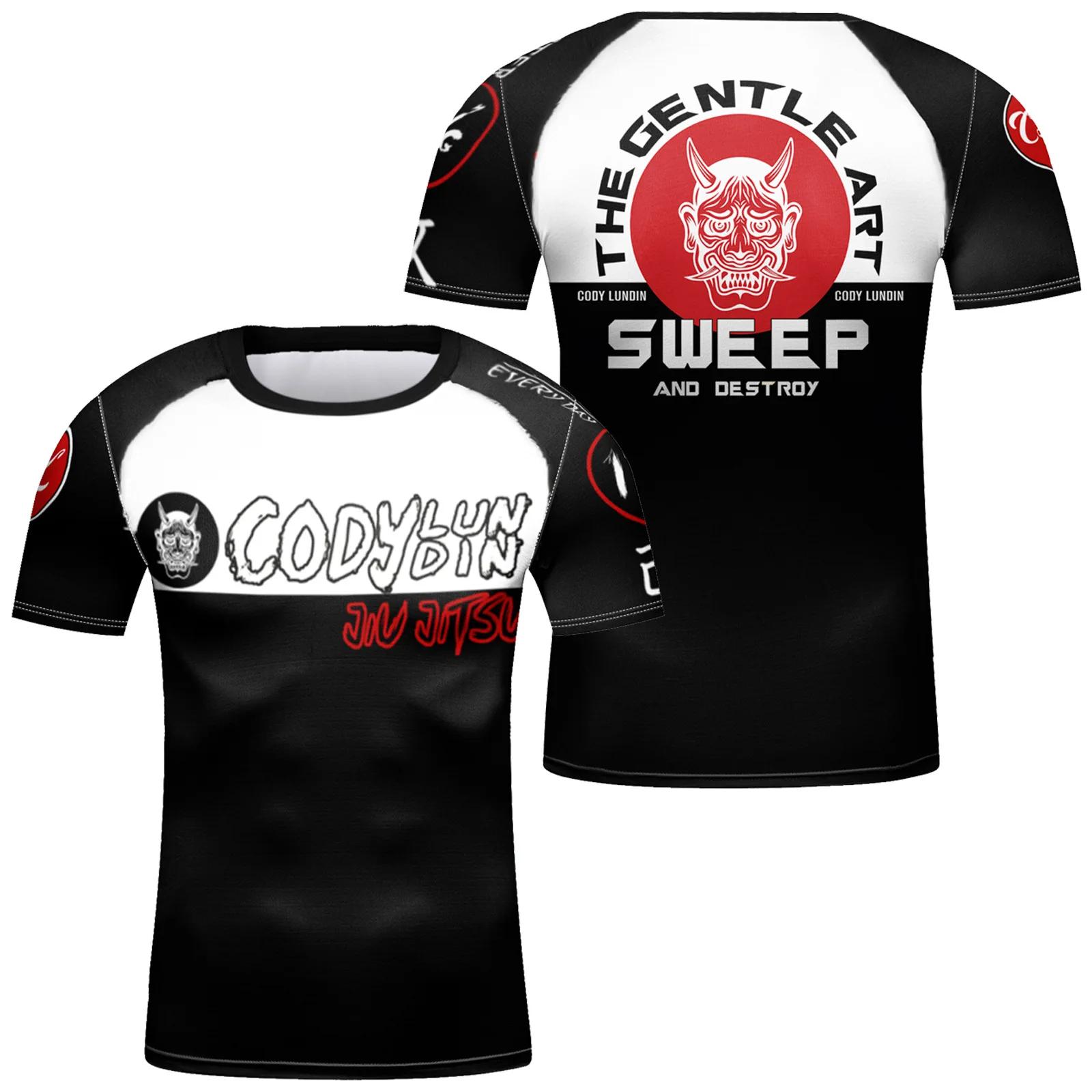 T-shirt de sport MMA BJJ Muay Thai pour enfants, manches courtes, jiu jitsu de boxe, séchage rapide,