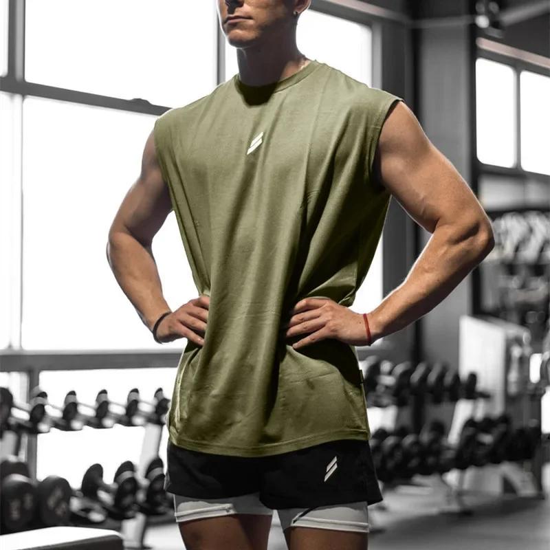 Débardeur de sport d'été pour hommes, T-shirt sans manches en maille ample et respirante, gilet à sé