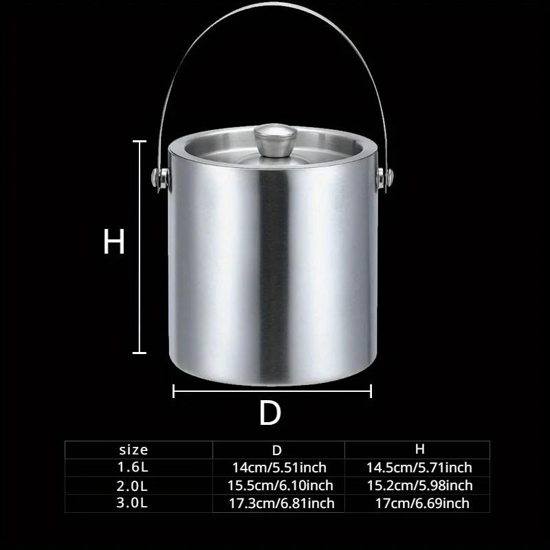 Seau à glace isolé en acier inoxydable, 1,6 l/2 l/3 l, vin, bière, Champagne, refroidisseur de fête
