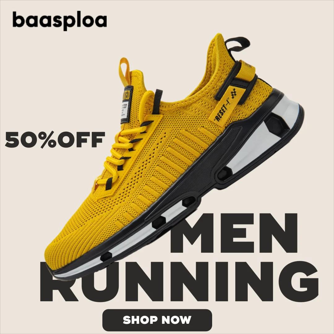 Baasploa – chaussures de course pour hommes, baskets de sport classiques respirantes en maille, conf