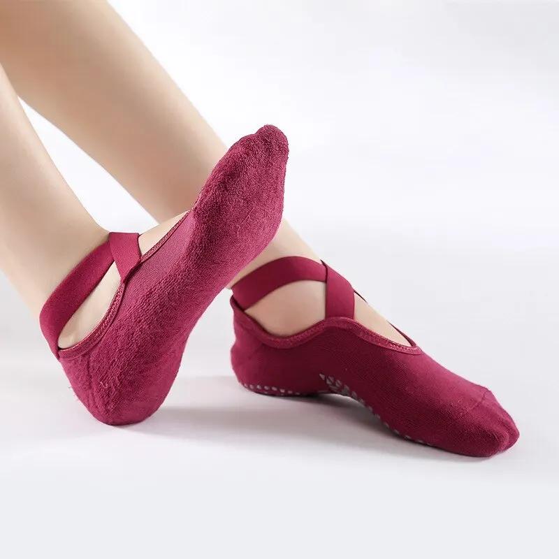 Chaussettes de Pilates coordonnantes en coton respirant pour femmes, bandage de yoga, fitness, danse