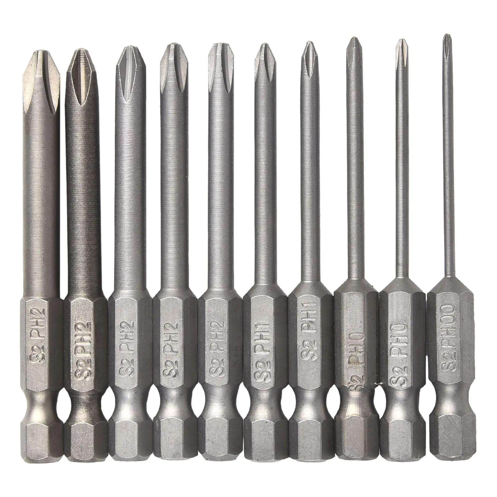 10 pièces 65mm magnétique 1/4 pouces Hex électrique tournevis cruciforme embouts PH00 PH0 PH1 PH2 ti