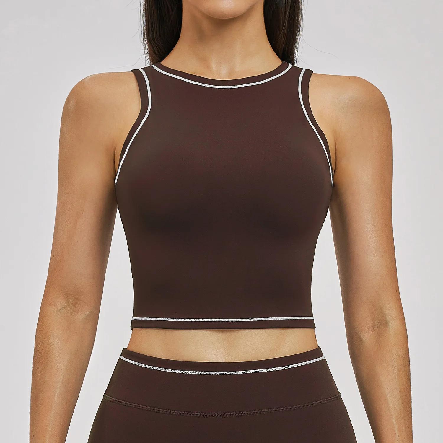 Soutien-gorge de yoga pour femme, haut de sport à séchage rapide, débardeur de gym push-up, gilet de