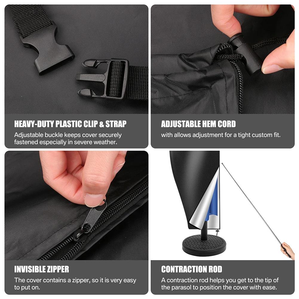Housse de Parasol droite, housse de protection imperméable avec fermeture éclair sur poteau télescop