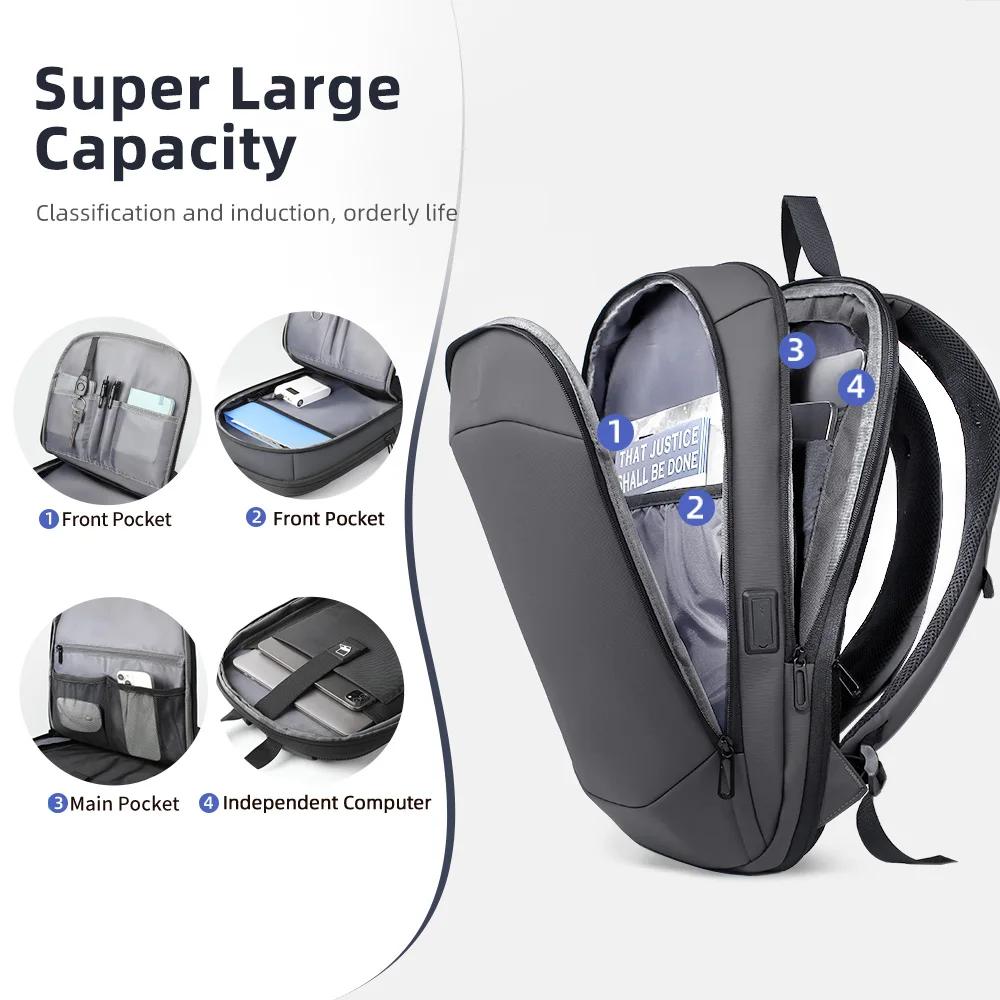 HK Business sac à dos pour hommes 17 pouces sac à dos pour ordinateur portable avec Port USB mince e