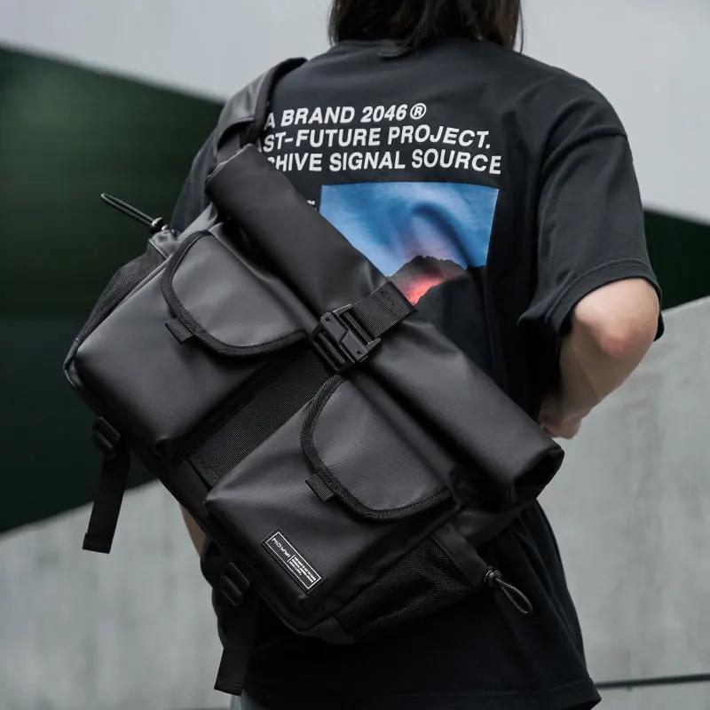 Mode décontracté hommes rouleau haut épaule sac de messager grande taille en plein air cyclisme band