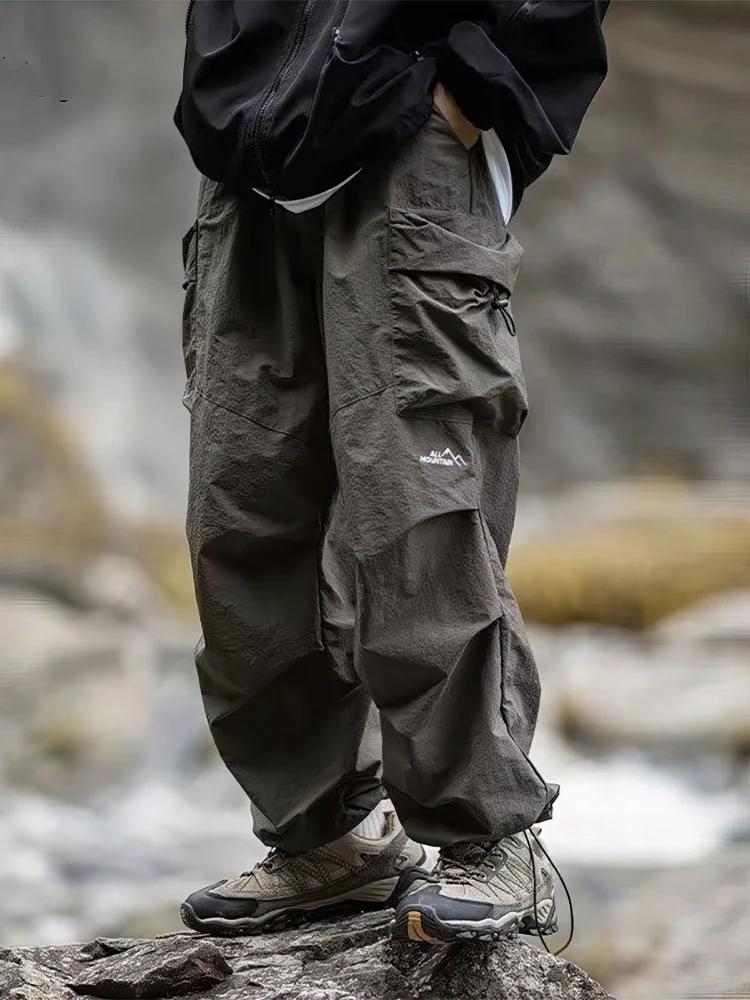 Pantalon cargo ample pour homme, printemps-été, imperméable, décontracté, sport, jogging, parachute,