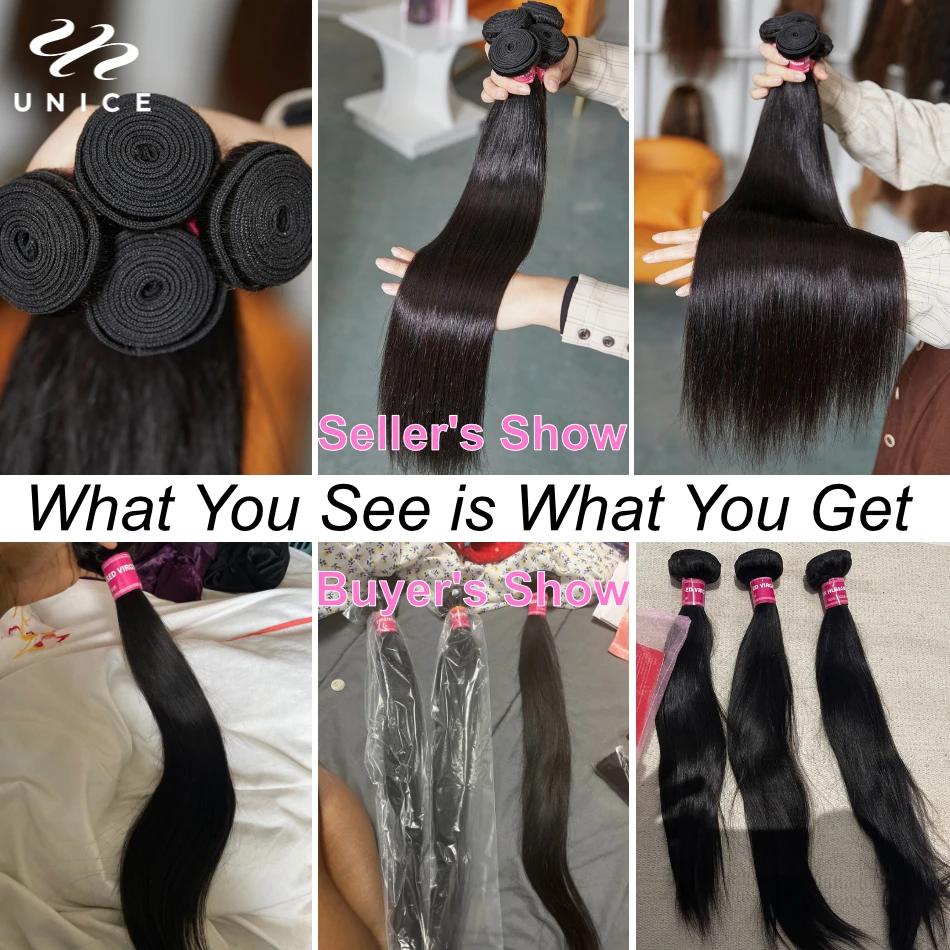 Tissage en lot péruvien 100% naturel-UNice Hair, cheveux lisses, 8 à 30 pouces, lot de 1/3/4, vente
