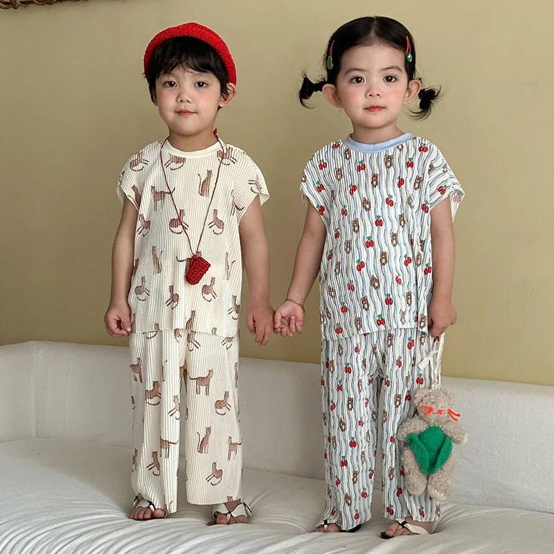 MILANCEL – ensemble de vêtements d'été pour enfants de 1 à 10 ans, T-shirt + short à motif d'ours de