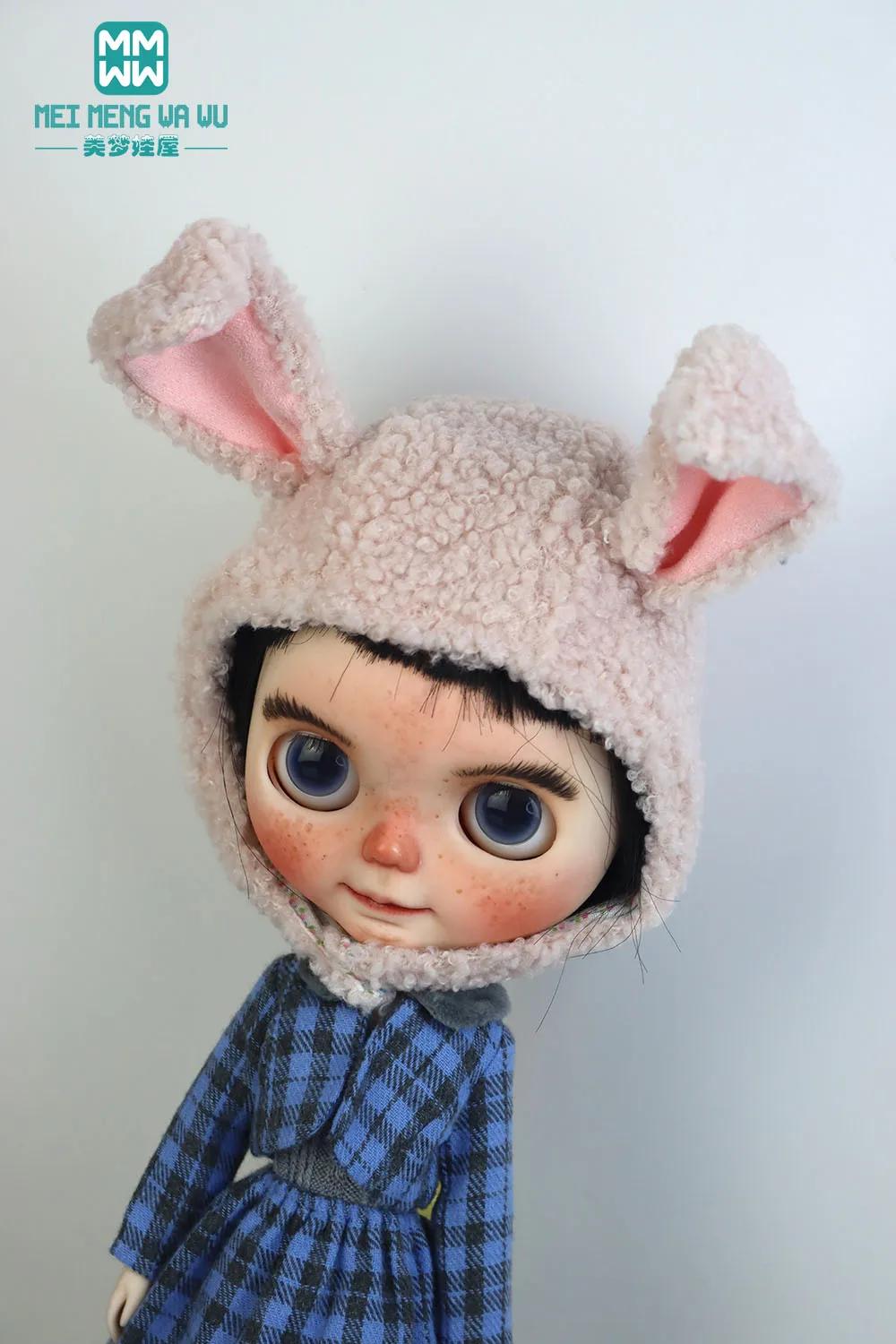 Vêtements de poupée Blyth, 1 pièce, oreilles de lapin, chapeau en peluche multicolore pour Blyth, Az