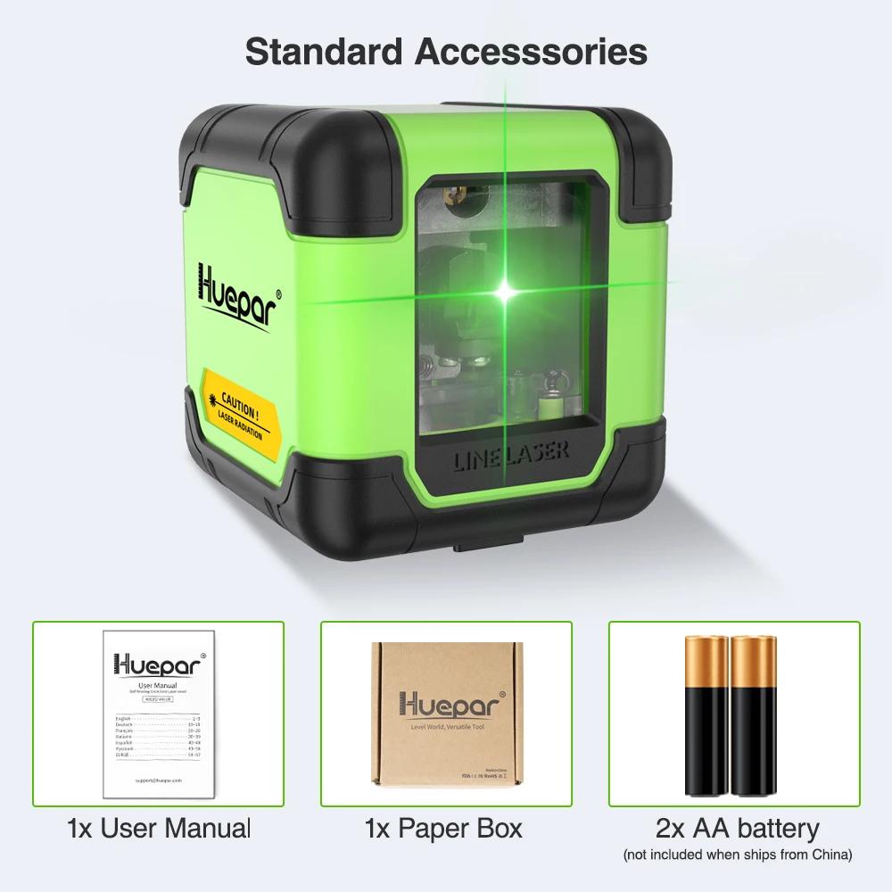 Huepar 2 lignes niveau Laser ligne transversale professionnelle horizontale et verticale faisceau ve