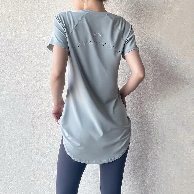 T-shirt sport femmes manches courtes fitness - Yoga séchage rapide respirant slim 2026