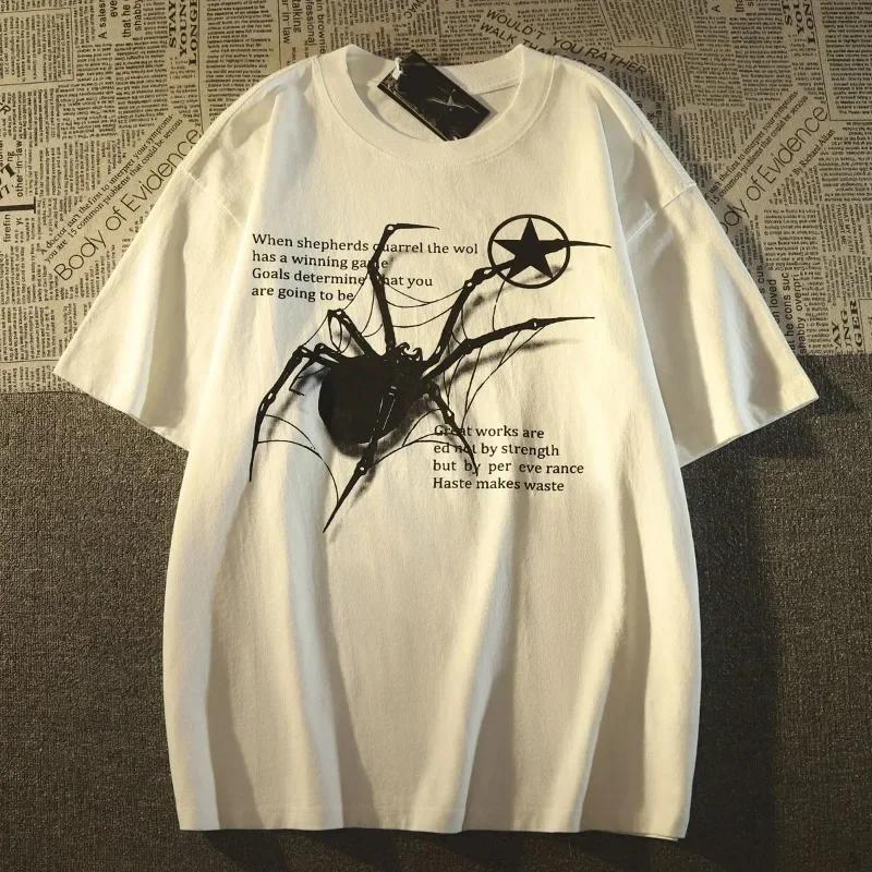 Y2K coréen Streetwear araignée graphique Acubi Harajuku Egirl Grunge esthétique col rond à la mode à