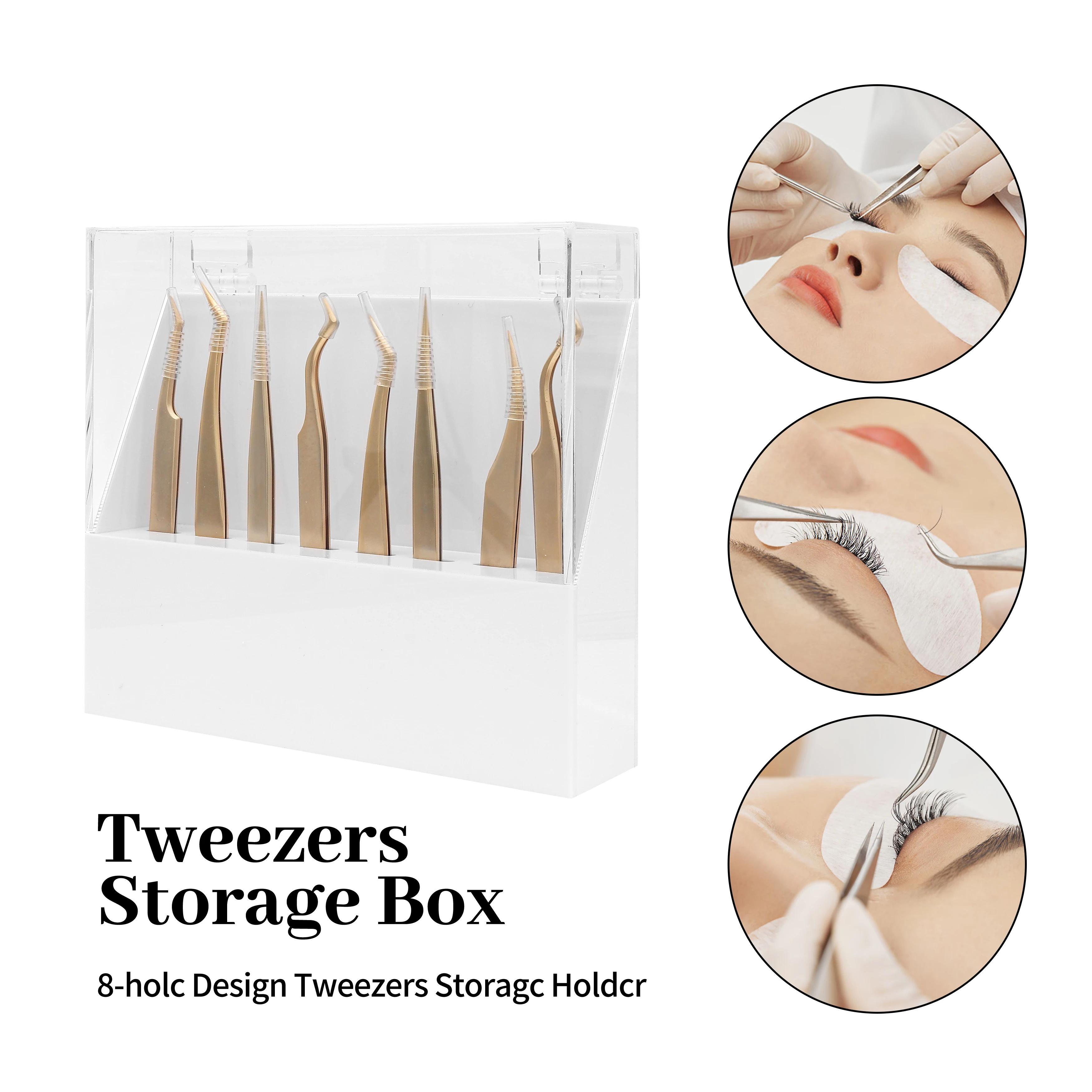 Boîte de rangement pour pincettes, support à 8 trous, outils de maquillage, rangement professionnel