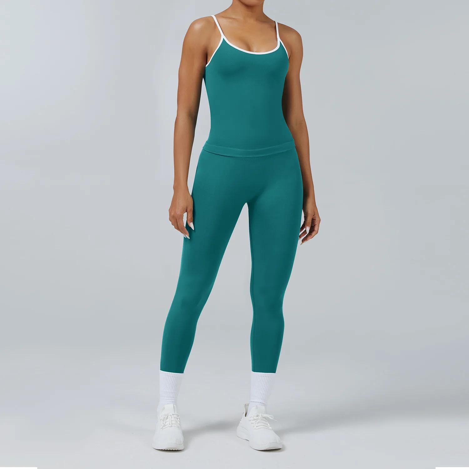 Ensemble de vêtements de yoga pour femmes, 2 pièces, survêtement, vêtements de sport sans couture, t