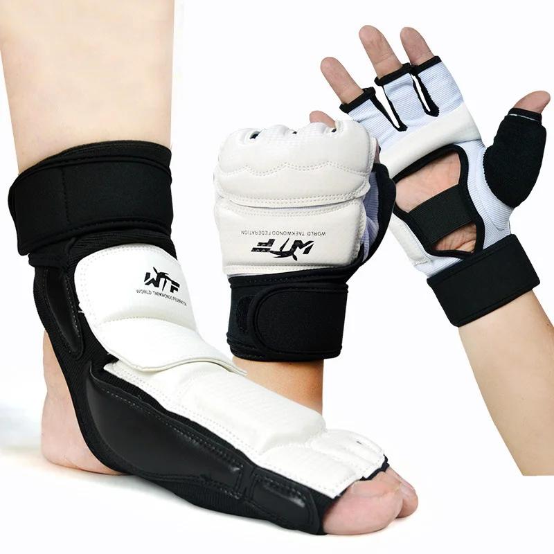 Gants de pied cuir taekwondo anneau Rotterdam protection karaté boxe arts martiaux enfant 1 ensemble